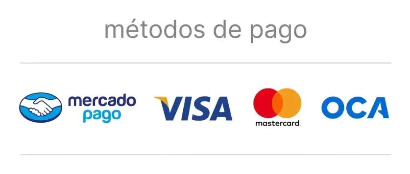 Métodos de pago: Mercado Pago, Visa, Mastercard y OCA