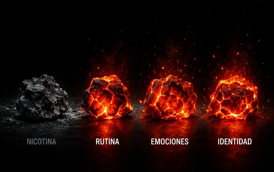 Las 4 brasas: la nicotina apagada y las otras tres todavía encendidas